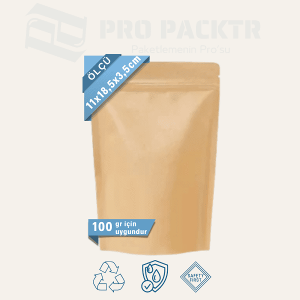 11x18.5x3.5cm Kraft Alüminyum Doypack