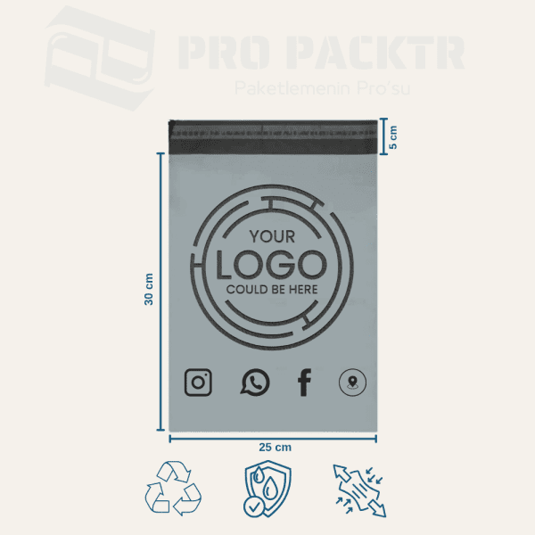 25x30+5cm Baskılı Cepsiz Kargo Poşeti