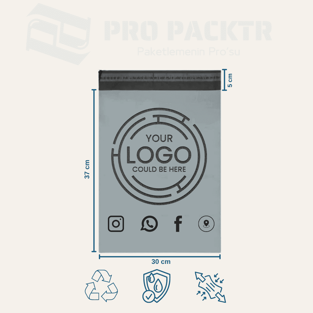 Cepli kargo poşeti ürün resmi (83) 30x37+5cm Baskılı Cepsiz Kargo Poşeti