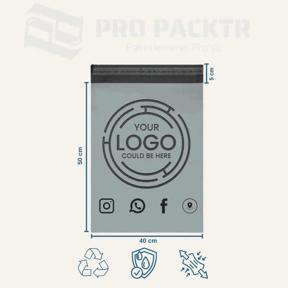 Cepli kargo poşeti ürün resmi (87) 40x50+5cm Baskılı Cepsiz Kargo Poşeti
