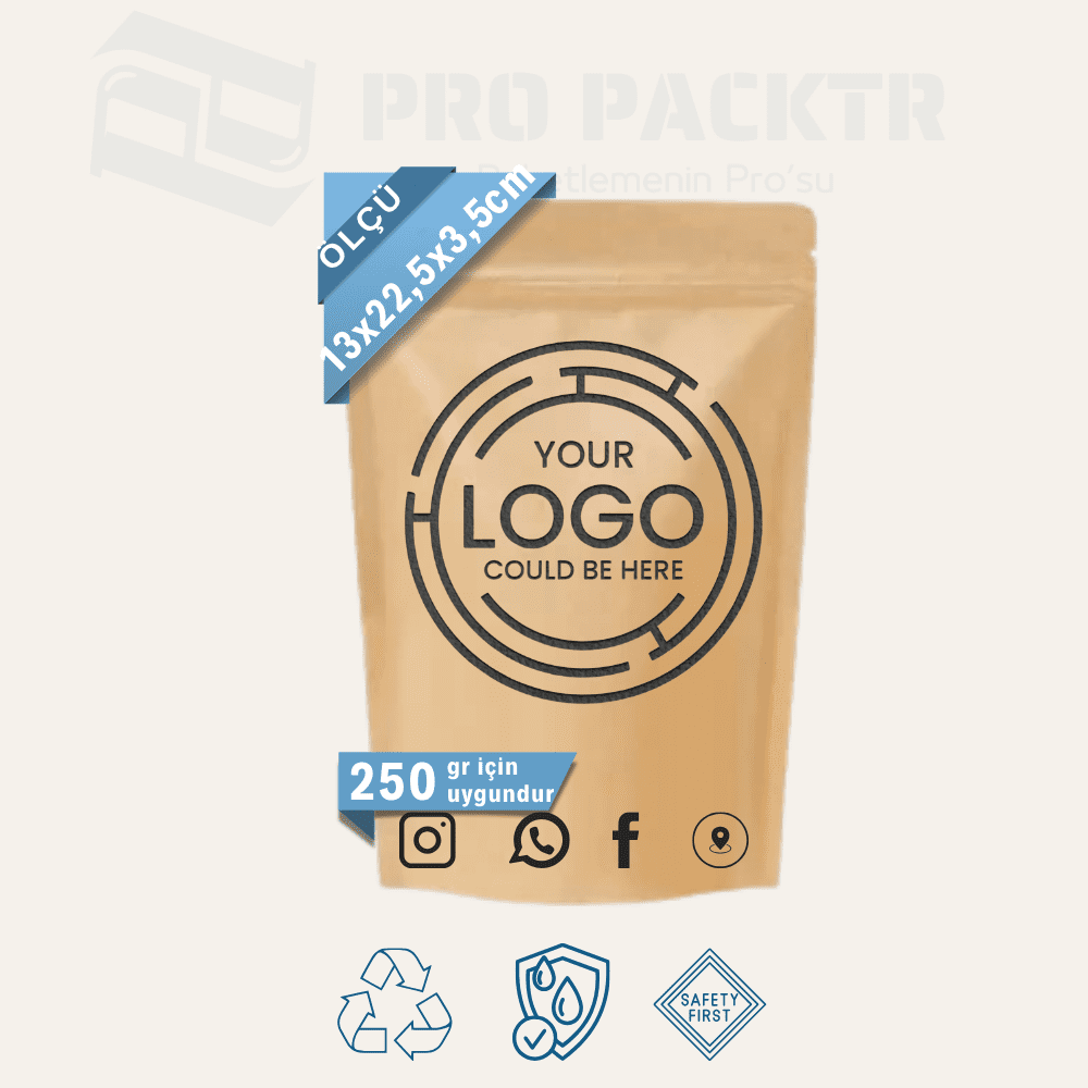 baskılı Doypack şablon (21) 13x22.5x3.5cm Baskılı Kraft Alüminyum Doypack