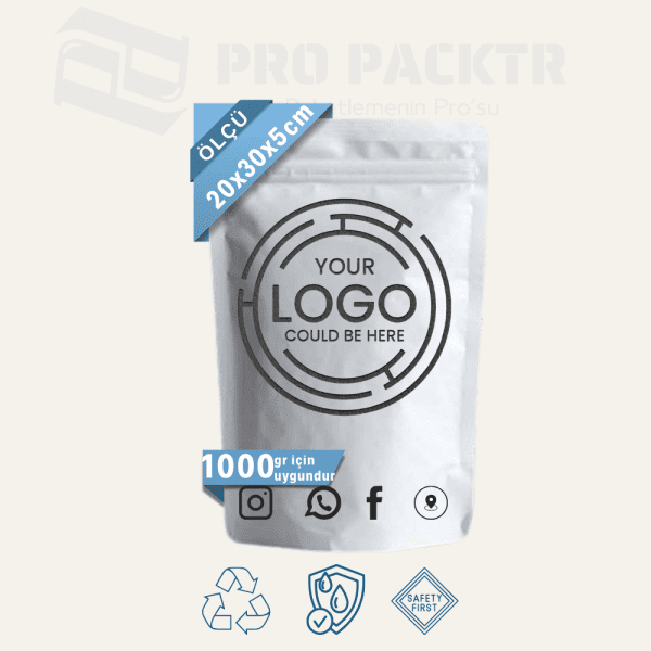 20x30x5cm Baskılı Mat Alüminyum Doypack