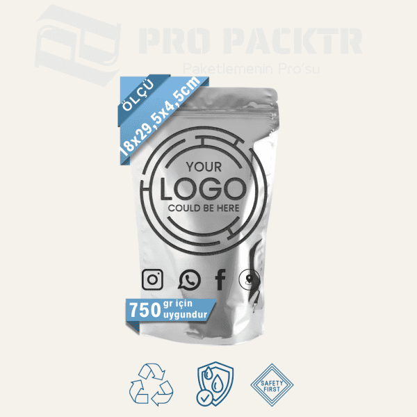 18x29x4.5cm Baskılı Alüminyum Doypack