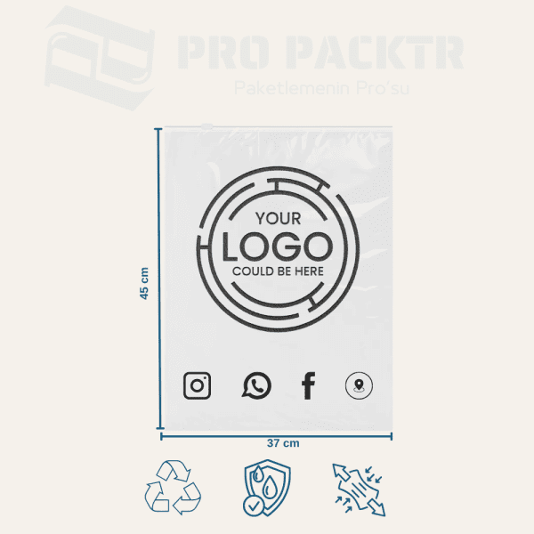 37x45cm Baskılı Fermuarlı Kargo Poşeti